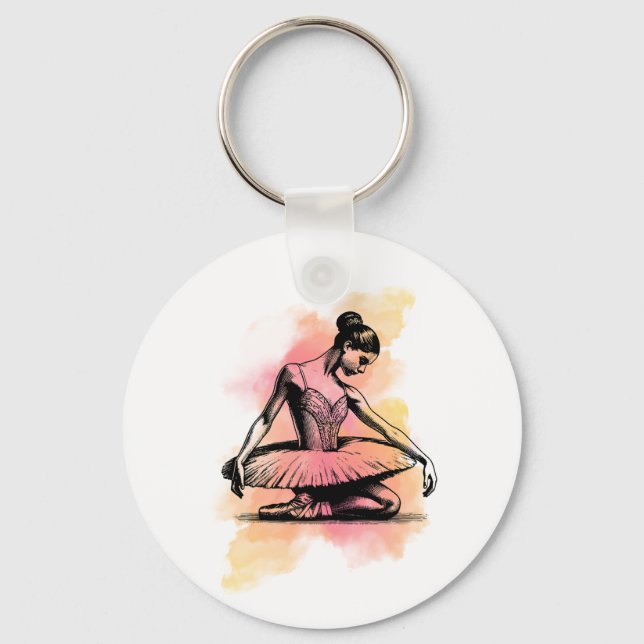 Ballerina Dancing in Color  Key Ring (Front)