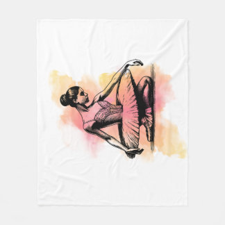 Ballerina Dancing in Colour Fleece Blanket