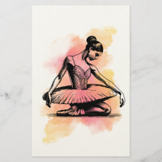 Ballerina Dancing in Colour Stationery
