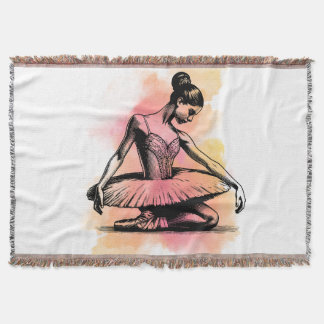 Ballerina Dancing in Colour Throw Blanket