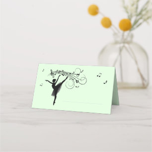 Ballerina Dancing with Music Area Lined for Name Place Card