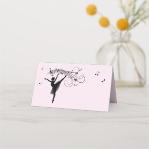 Ballerina Dancing with Music Area Lined for Name Place Card