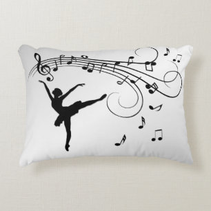Ballerina Dancing with Music Decorative Cushion