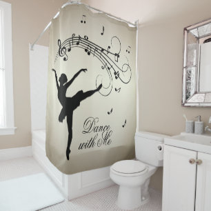 Ballerina Dancing with Music Gold Shower Curtain