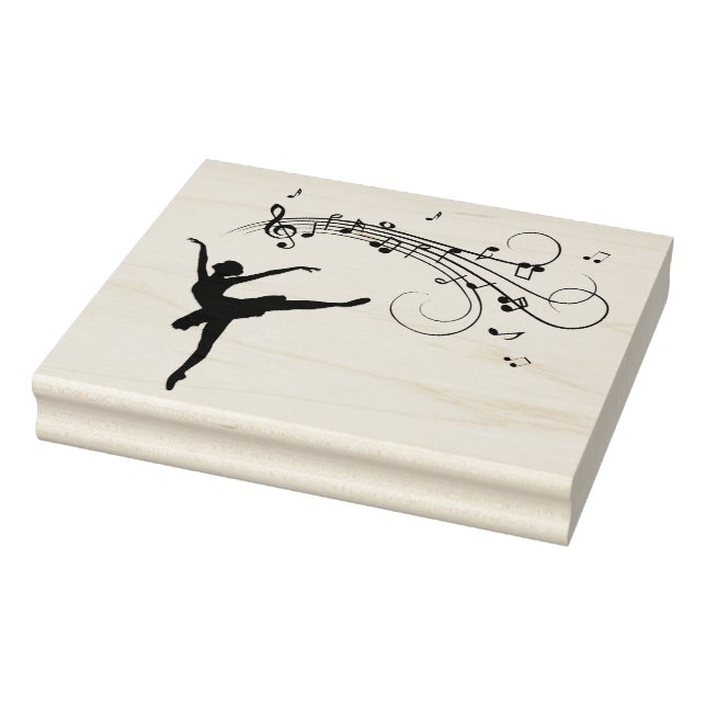 Ballerina Dancing with Music Notes Rubber Stamp (Stamp)