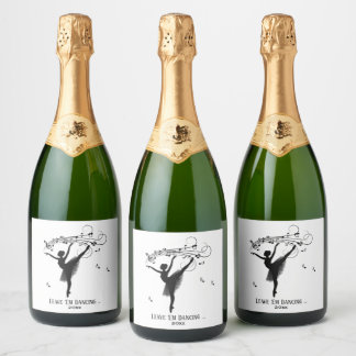 Ballerina Dancing with Music Personal Sparkling Wine Label