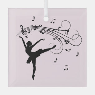 Ballerina Dancing with Music Pink Glass Tree Decoration