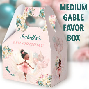 Ballerina Dark Pink Floral Girl Birthday Medium Favour Box