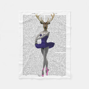 Ballerina Deer in Blue Fleece Blanket