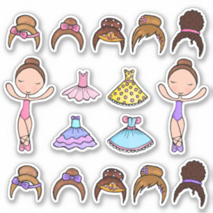 Ballerina Dress Up Tiara Tutu Play Stickers