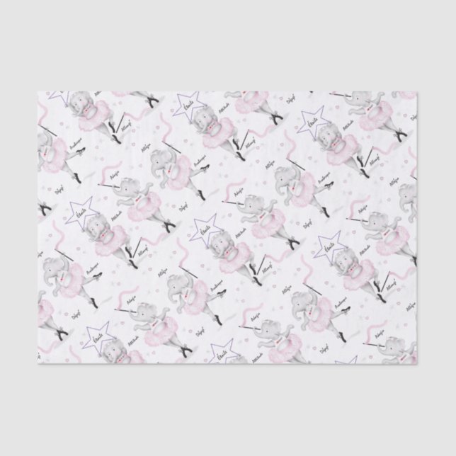 Ballerina Elephant Dance Recital Tissue Paper (Front)