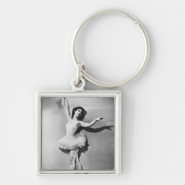 Ballerina en pointe B&W Key Ring (Front)