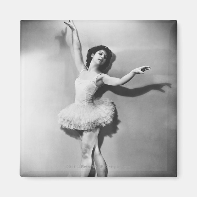 Ballerina en pointe B&W Magnet (Front)