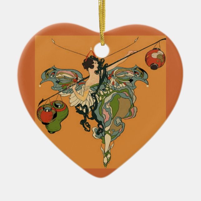 Ballerina Faerie With Lanterns Ceramic Tree Decoration (Front)