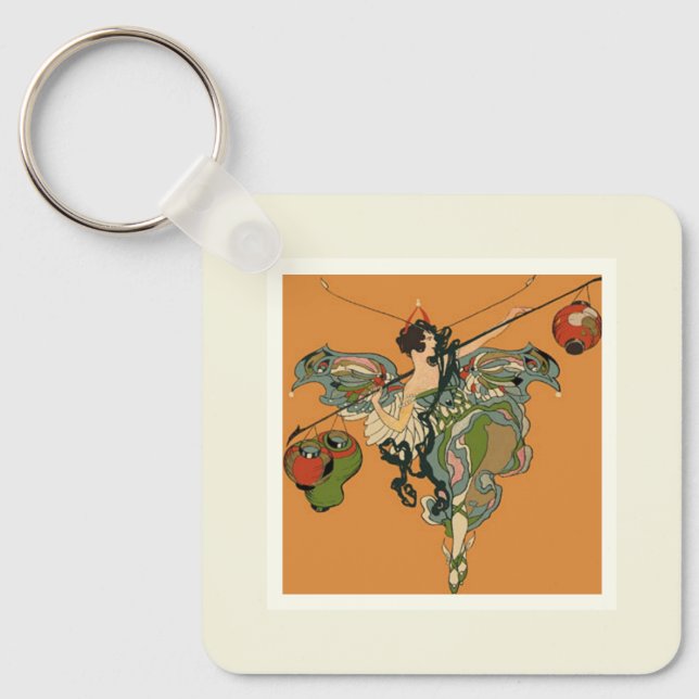 Ballerina Faerie With Lanterns Key Ring (Front)