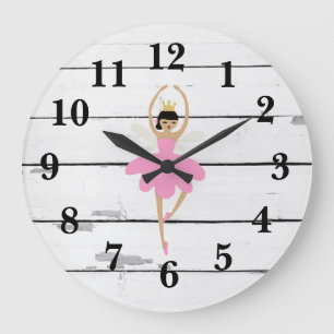 Ballerina Fairy Decor Rustic Shiplap Large Clock