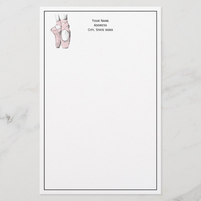 Ballerina Feet on Pointe #1 Lt Pink Stationery (Front)
