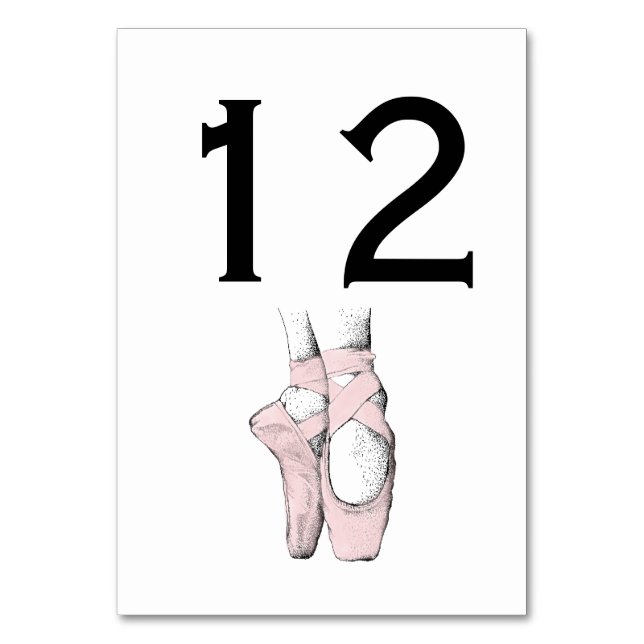 Ballerina Feet on Pointe #1 Lt Pink Table Number (Front)