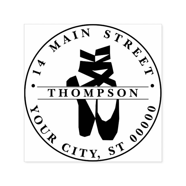 Ballerina Feet on Pointe #2 Silhouette Ret Address Self-inking Stamp (Design)