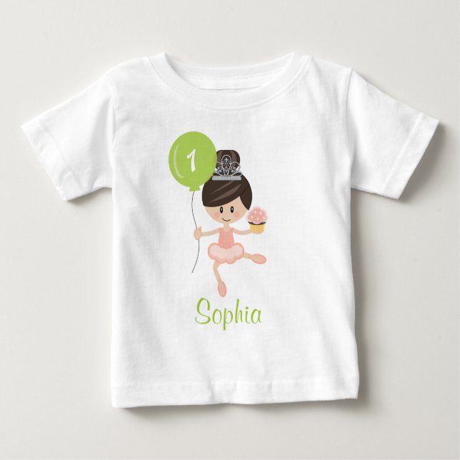 Ballerina First Birthday T-shirt 1st (Front)