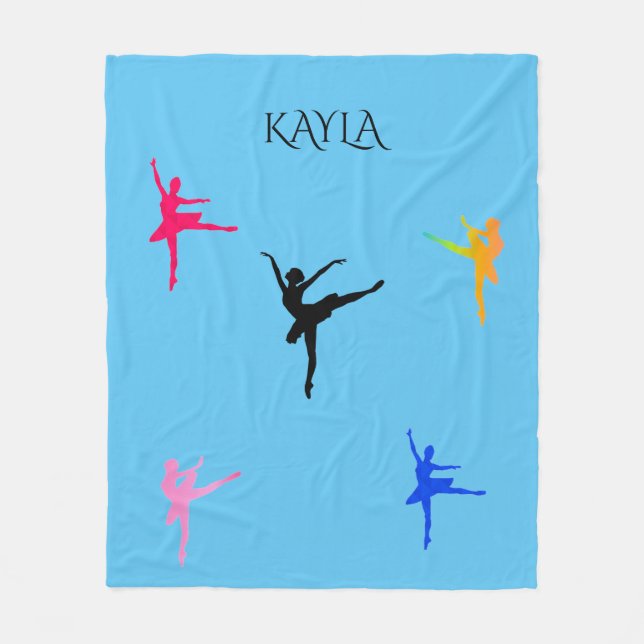 Ballerina fleece blanket with personalized name. (Front)