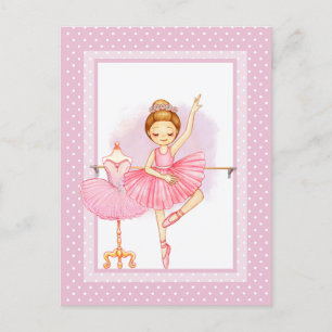 Ballerina floraI polka dots Invitation Postcard