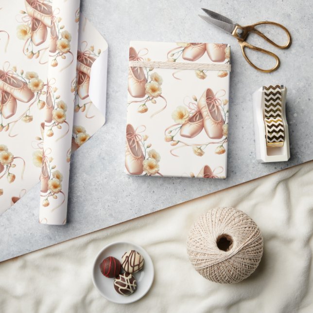 Ballerina Floral Watercolor Baby Shower Wrapping Paper (Crafts)