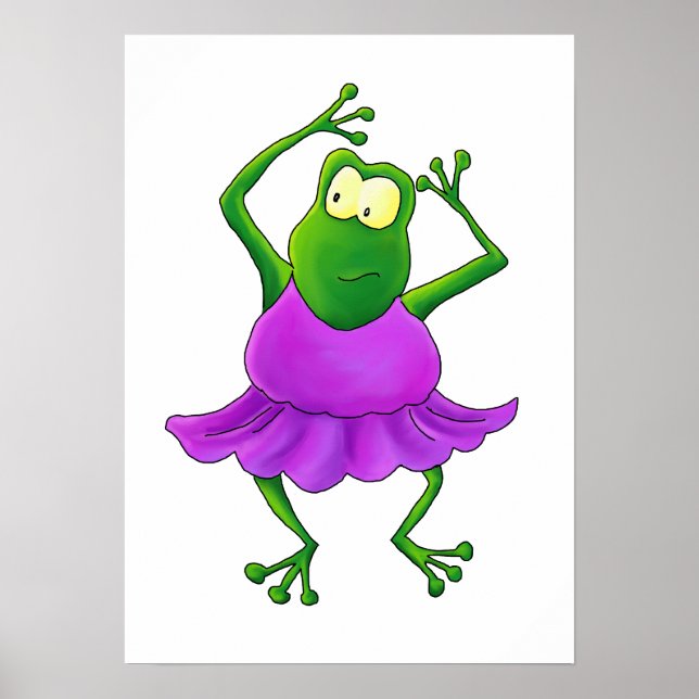 Ballerina Frog with Purple Tutu Poster (Front)