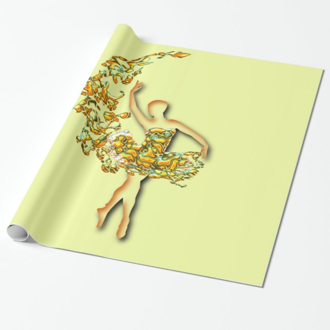 Ballerina Gift Wrapping Paper Ballet Dancer Girl (Unrolled)