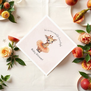 Ballerina Giraffe Tutu Excited Baby Girl Shower Napkin