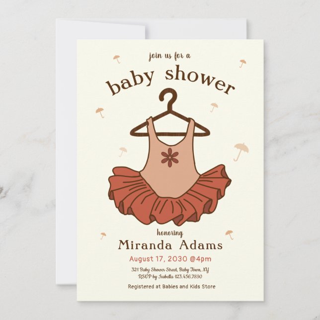 Ballerina Girl Baby Shower Invitation (Front)