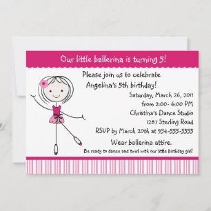 Ballerina Girl Birthday Invitation