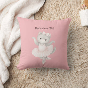 Ballerina Girl Grey Kitten Cushion