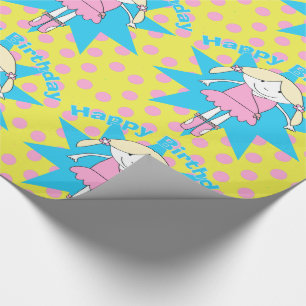 Ballerina Girl Happy Birthday Ballet Wrapping Paper