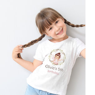 Ballerina Girl in Pink Dress Birthday T-Shirt