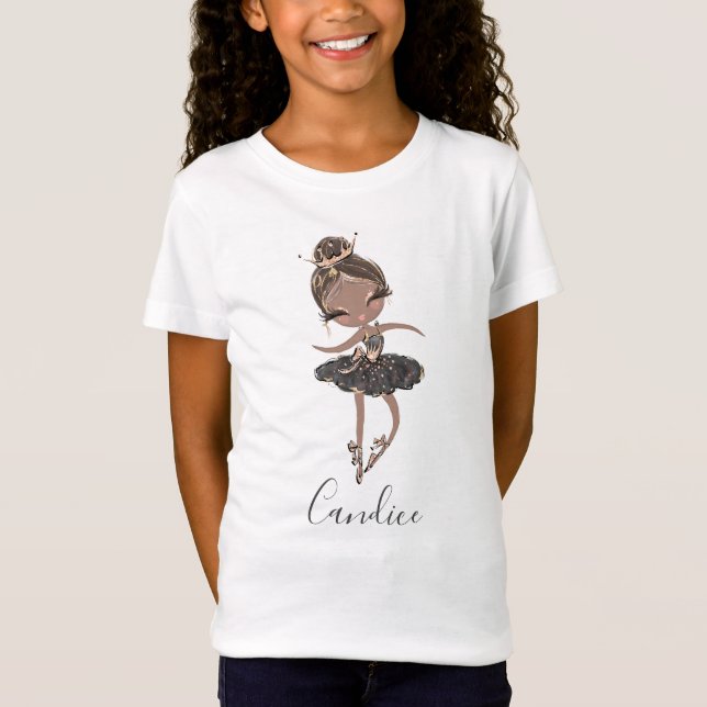Ballerina Girl Personalised Ballet Birthday Party T-Shirt (Front)
