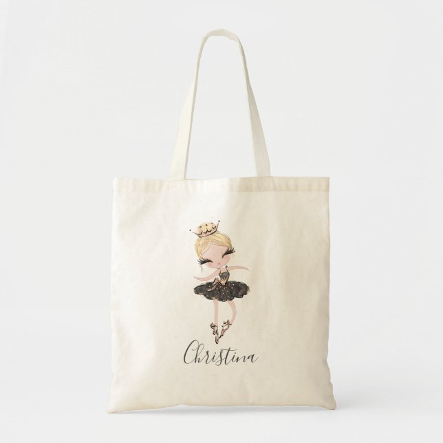Ballerina Girl Personalised Ballet Party Gift Idea Tote Bag (Front)