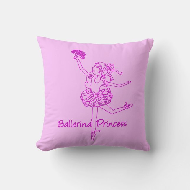 Ballerina girl pink purple name throw pillow (Front)