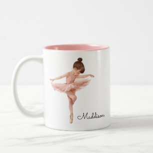Ballerina Girl Pose Personalised Two-Tone Coffee Mug