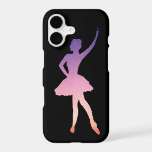 Ballerina girl silhouette pink purple