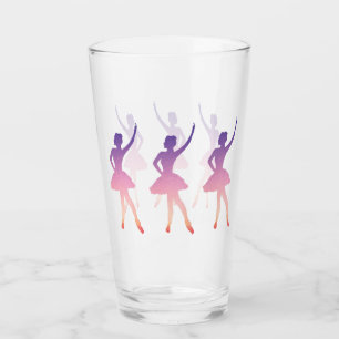 Ballerina girl silhouette pink purple glass
