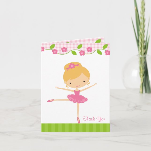 Ballerina Girl Thank You Card (Front)