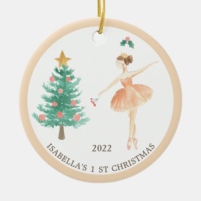 Ballerina Girl's 1st Christmas Ornament (Front)