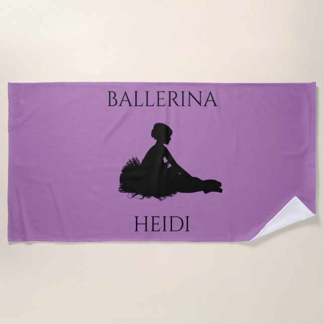 BALLERINA girl's beach towel. Beach Towel (Front)