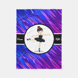 Ballerina Girls Blue / Purple Dance Ballet Fleece Blanket