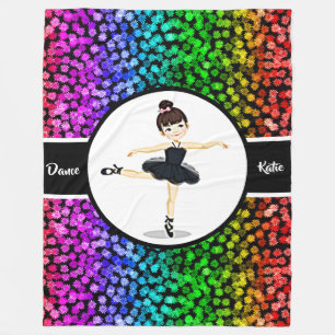 Ballerina Girls Colourful Flowers Dance Ballet Fleece Blanket
