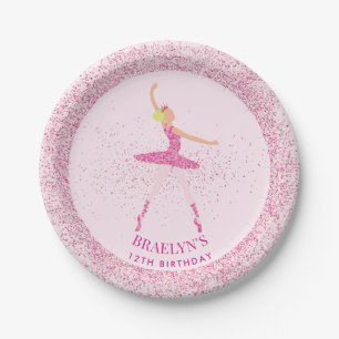 Ballerina Glitter Confetti Birthday Design Paper Plate