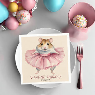 Ballerina Hamster Girl Birthday Thank You Napkin