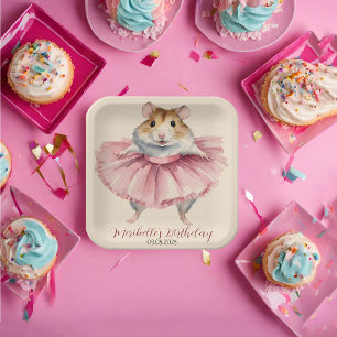 Ballerina Hamster Girl Birthday Thank You Paper Plate