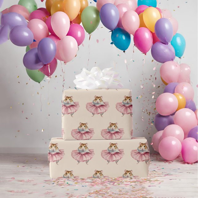 Ballerina Hamster Girls Birthday Wrapping Paper (Creator Uploaded)